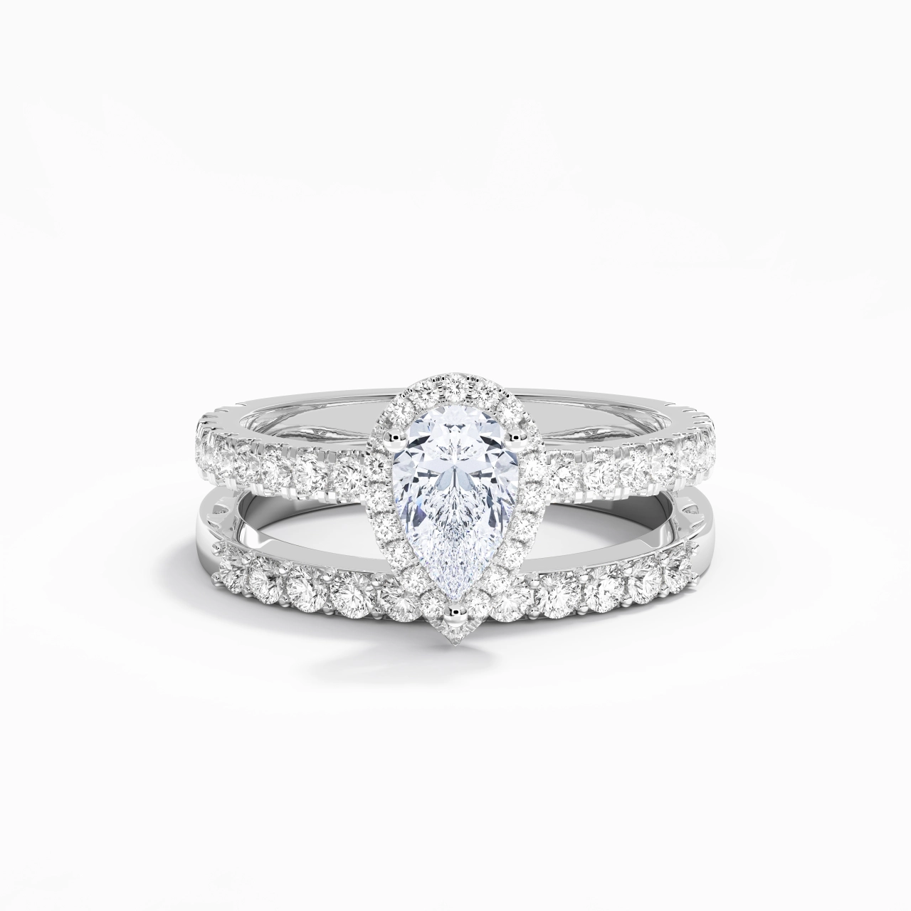 925 Sterling Silver Moissanite Wedding Ring Set