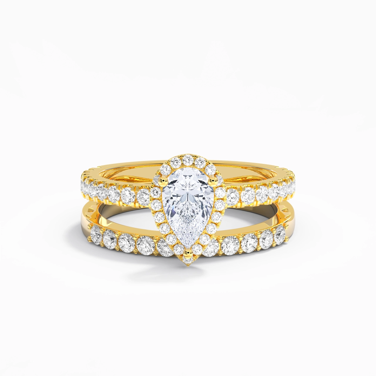 14K Gold Moissanite Wedding Ring Set