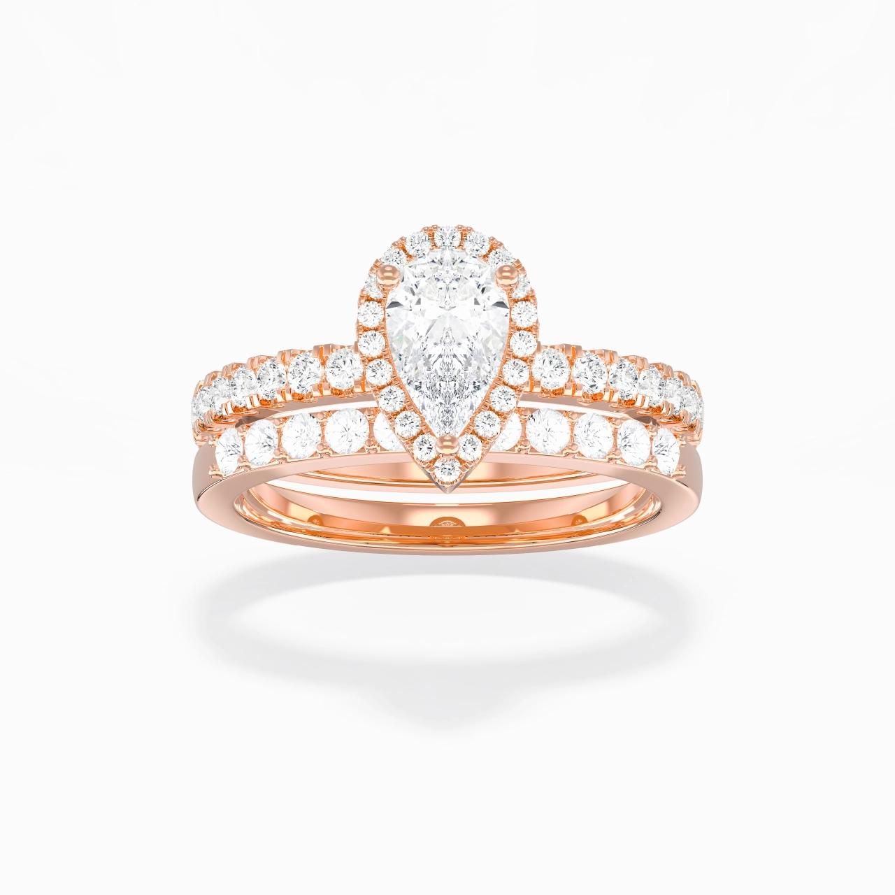 14K Rose Gold Moissanite Wedding Ring Set