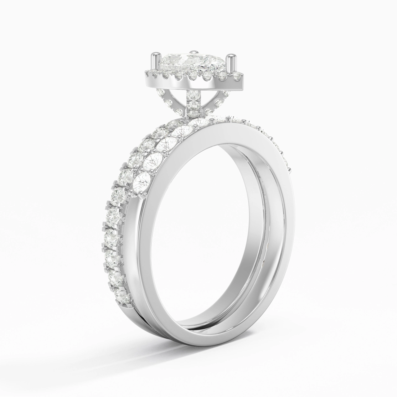 925 Sterling Silver Moissanite Wedding Ring Set