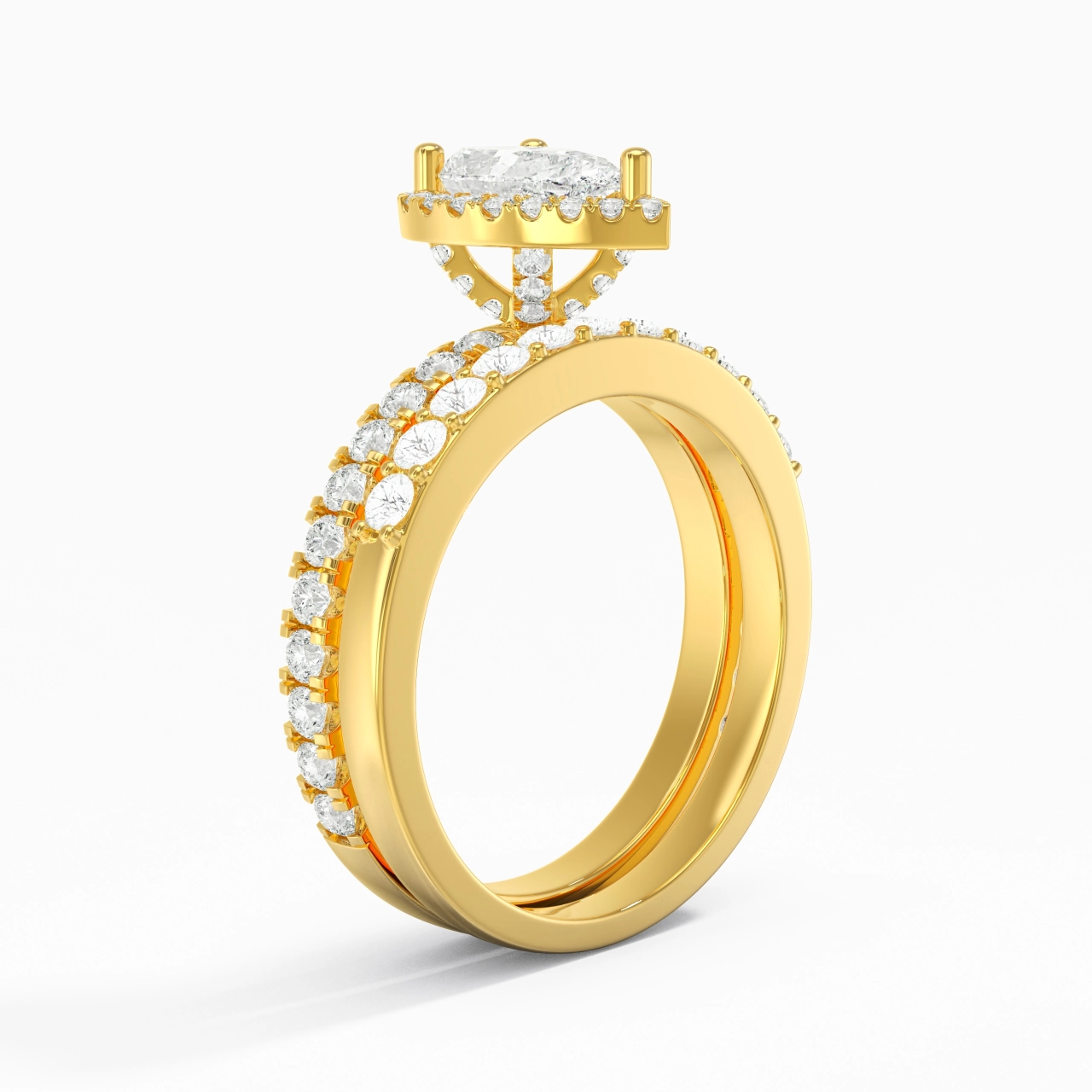 14K Gold Moissanite Wedding Ring Set