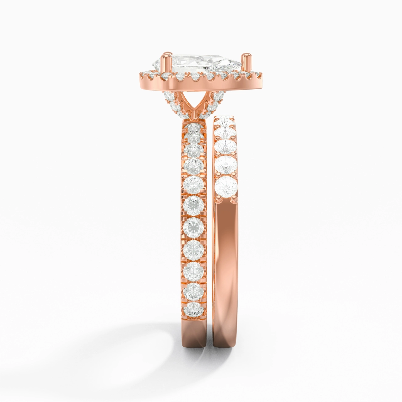 14K Rose Gold Moissanite Wedding Ring Set