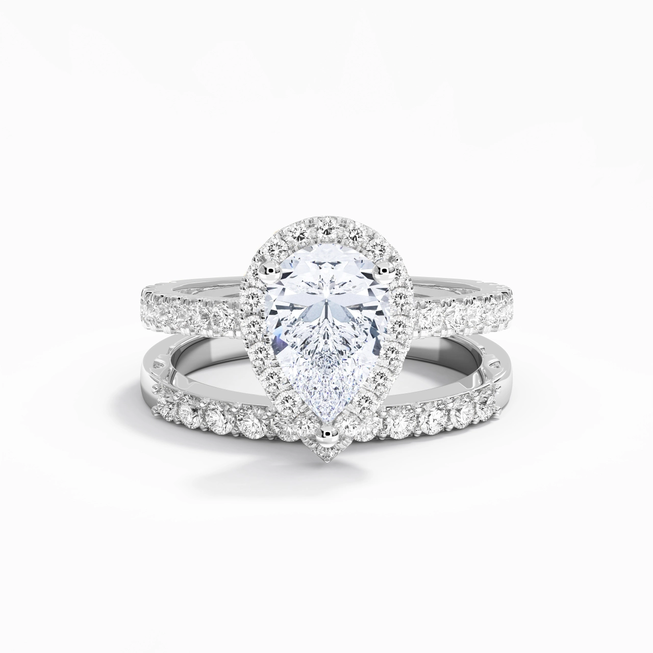 925 Sterling Silver Moissanite Wedding Ring Set