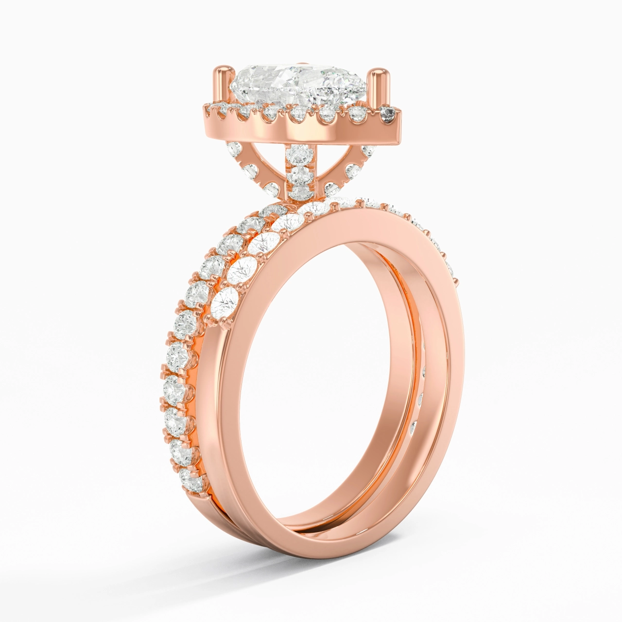 925 Sterling Silver Moissanite Wedding Ring Set