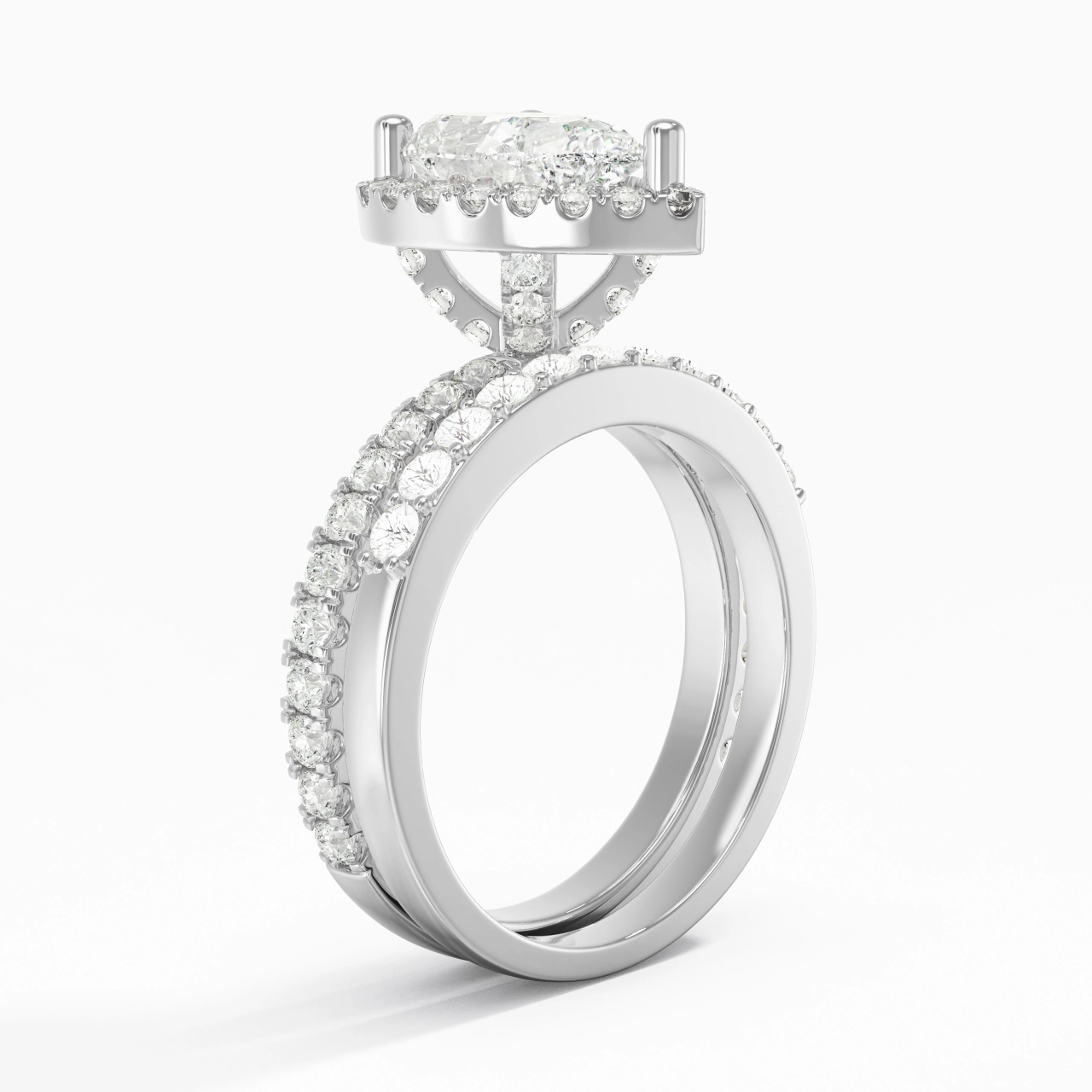 925 Sterling Silver Moissanite Wedding Ring Set