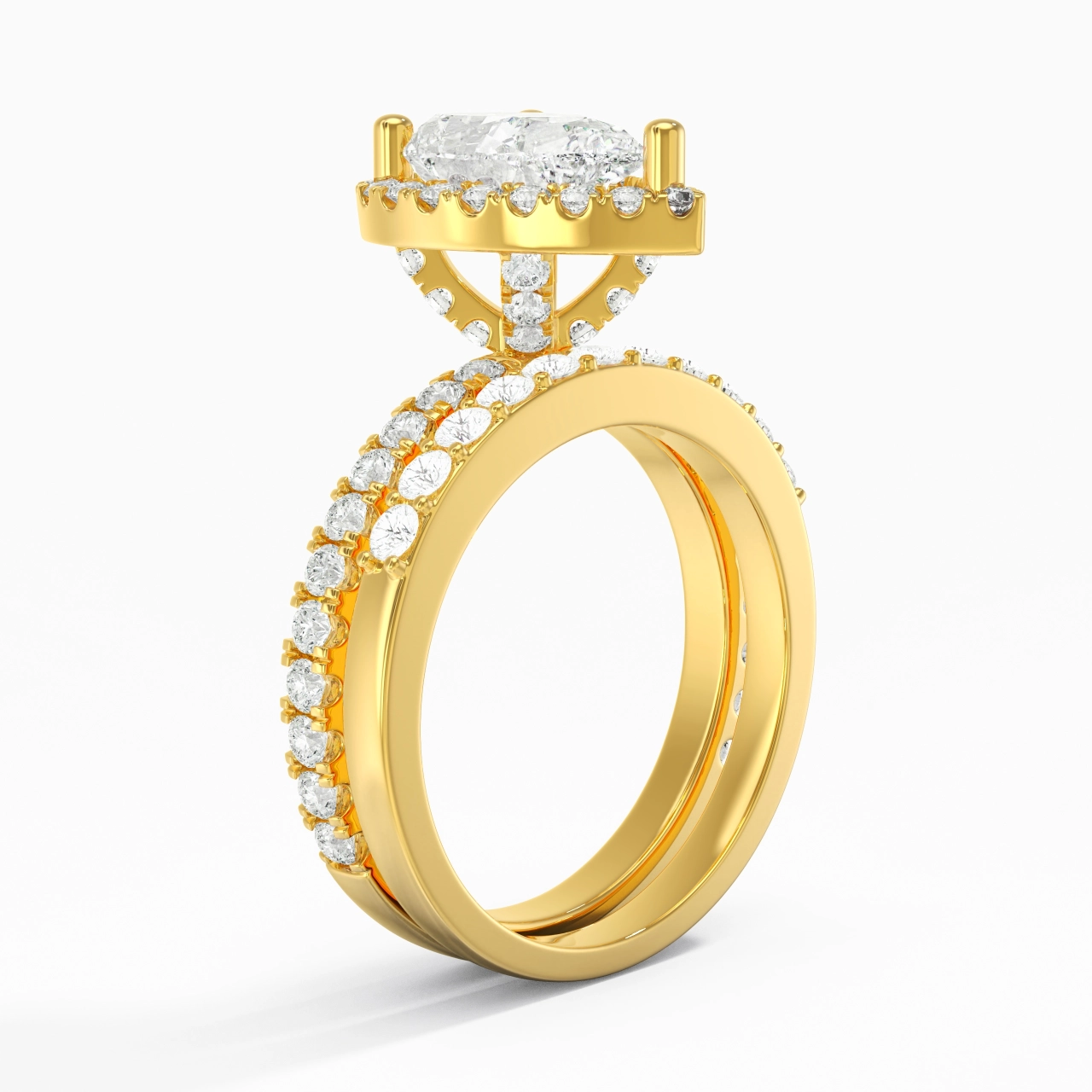 925 Sterling Silver Moissanite Wedding Ring Set