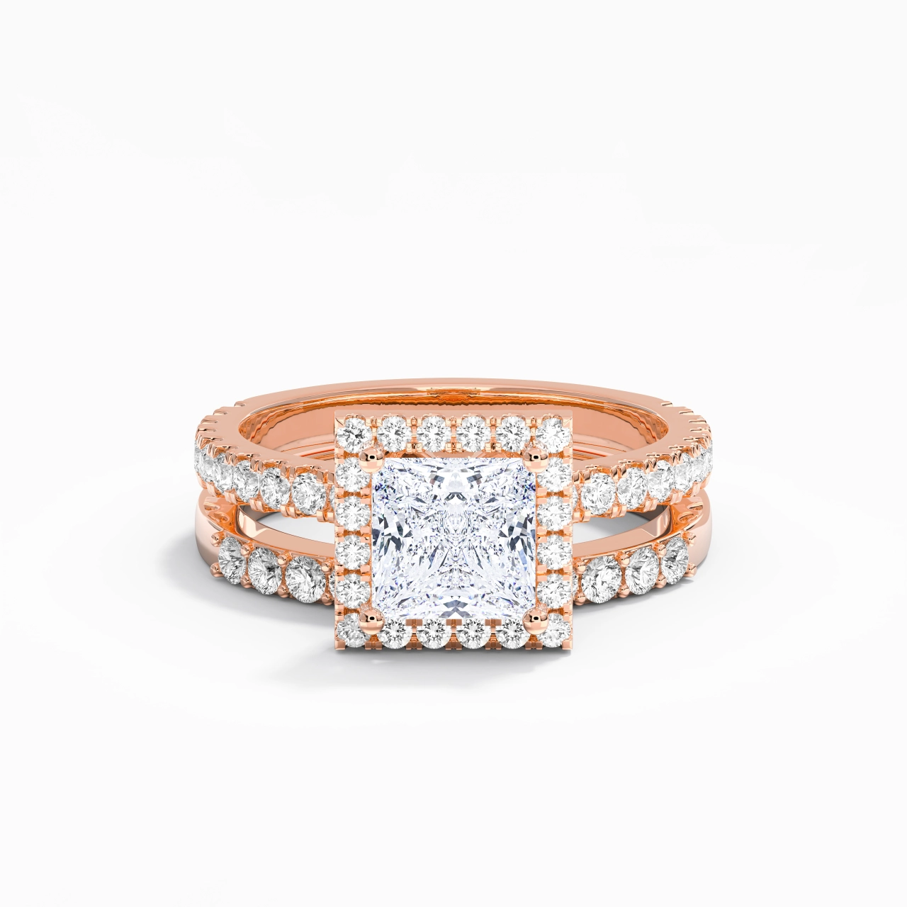 925 Sterling Silver Moissanite Wedding Ring Set
