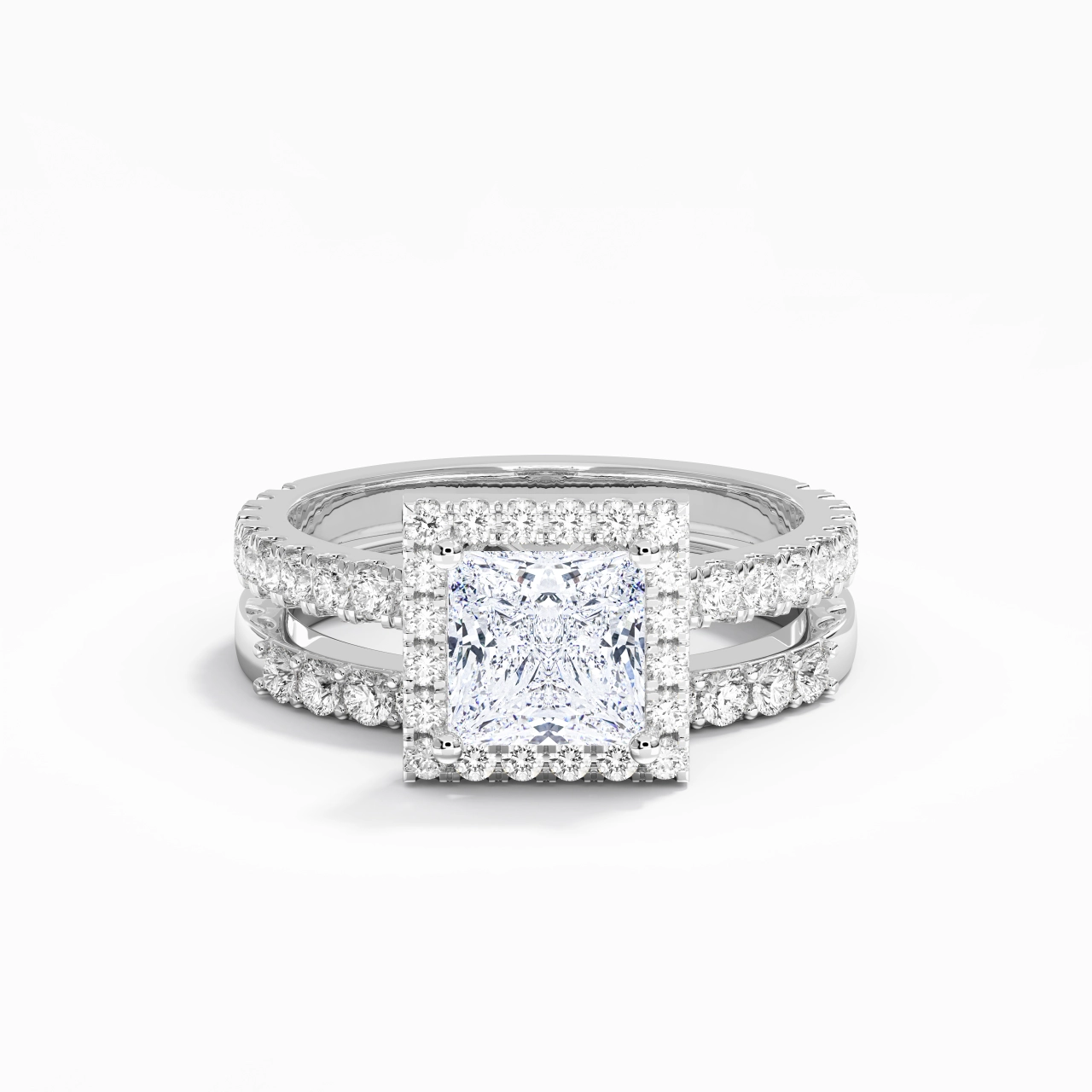 925 Sterling Silver Moissanite Wedding Ring Set