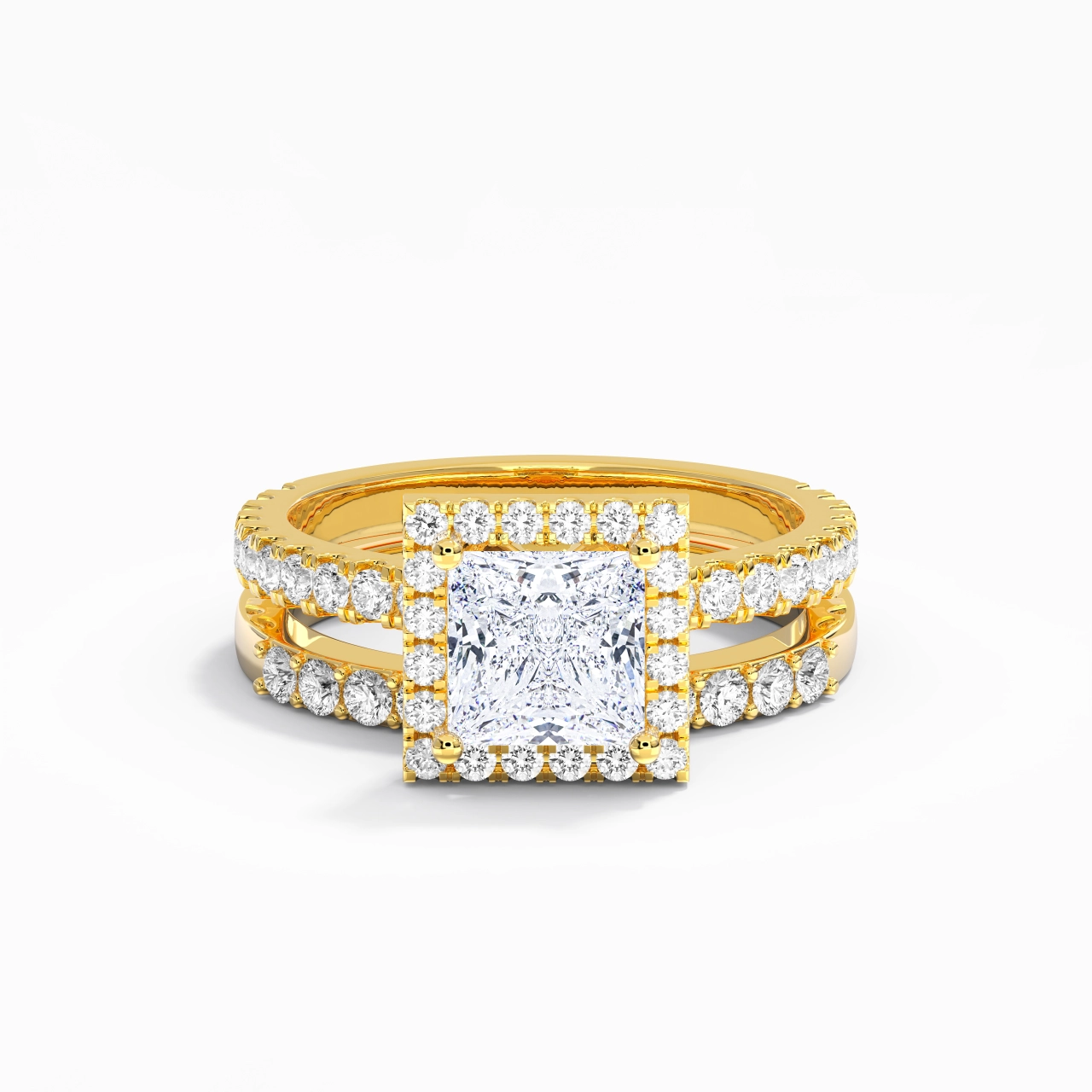 925 Sterling Silver Moissanite Wedding Ring Set