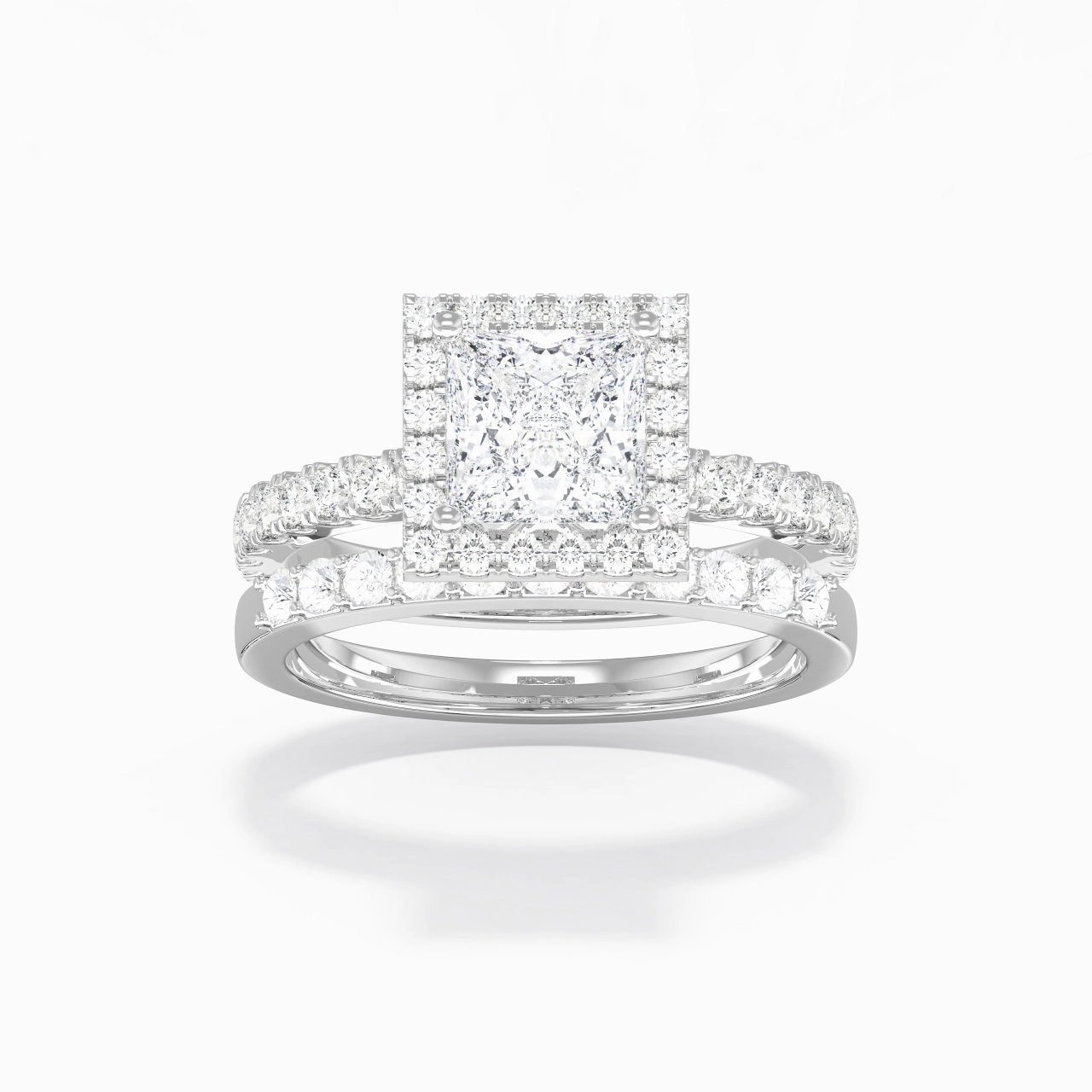 925 Sterling Silver Moissanite Wedding Ring Set