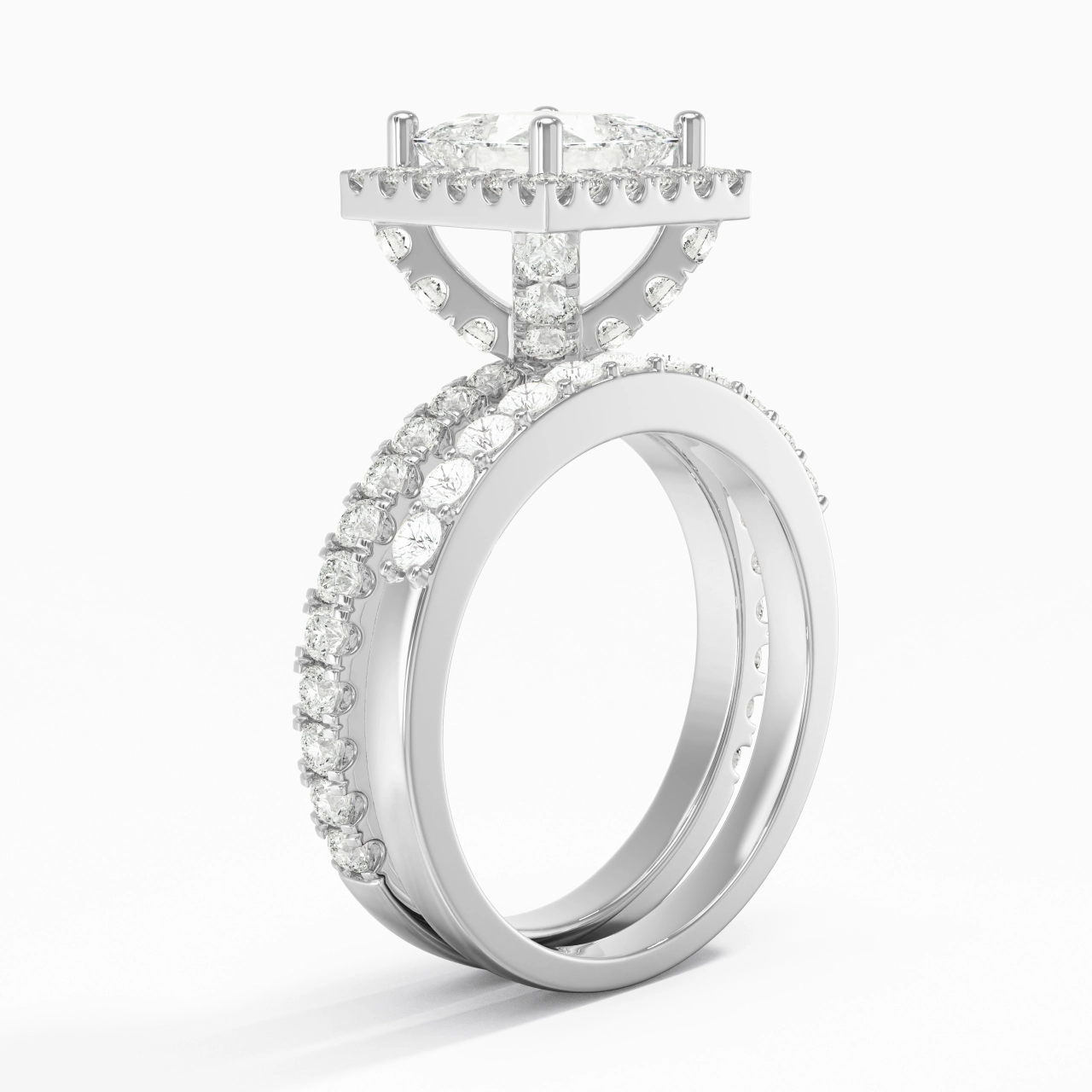 925 Sterling Silver Moissanite Wedding Ring Set