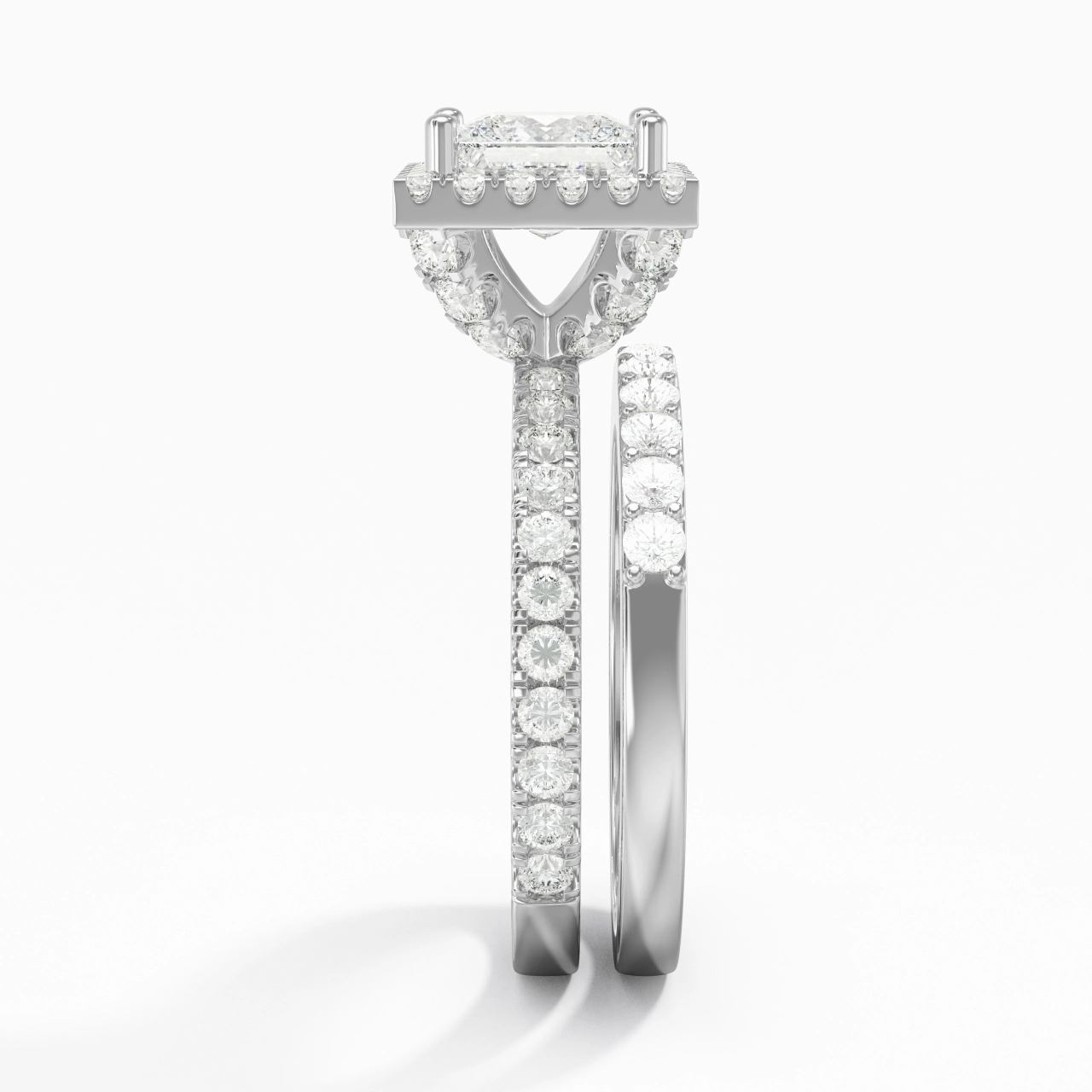 925 Sterling Silver Moissanite Wedding Ring Set