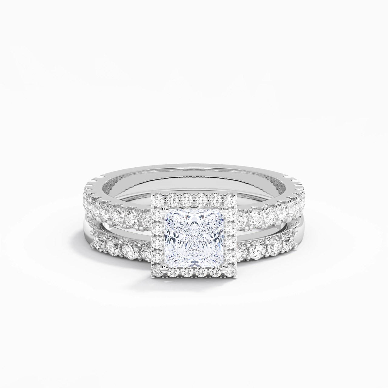 925 Sterling Silver Moissanite Wedding Ring Set