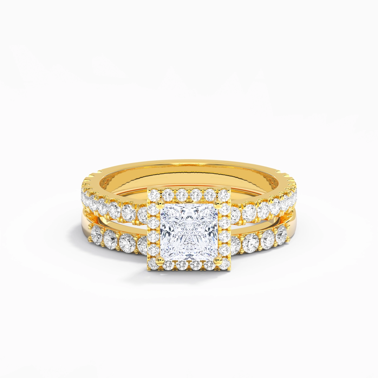 925 Sterling Silver Moissanite Wedding Ring Set
