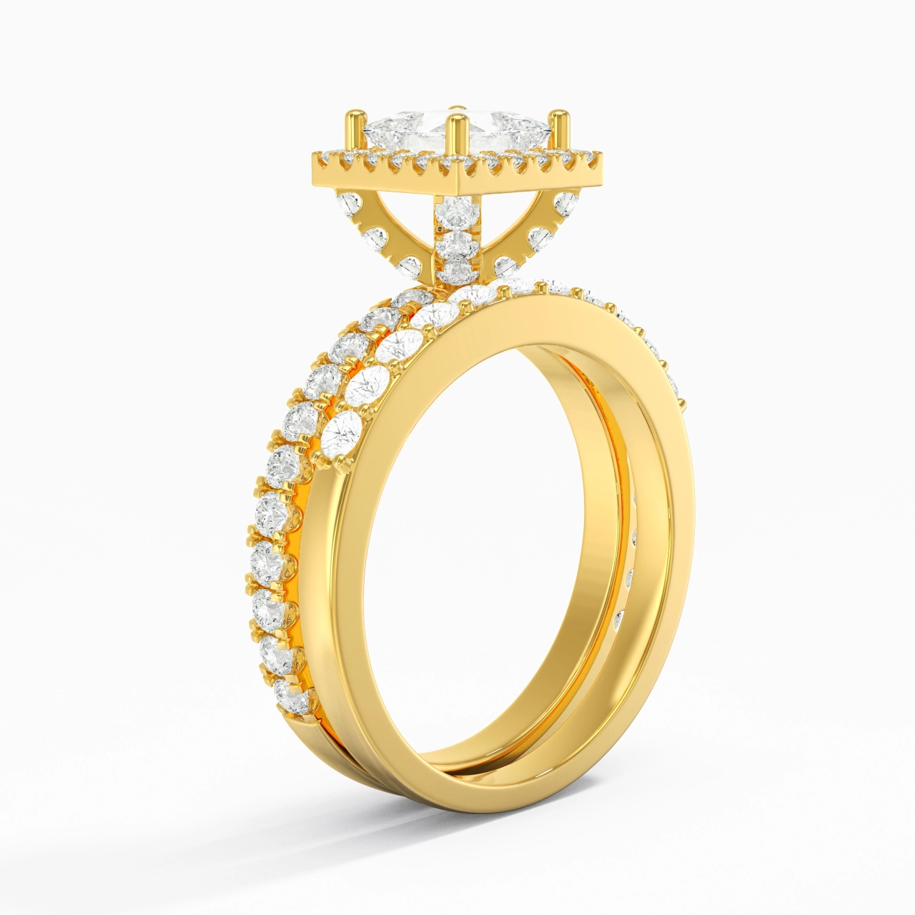 925 Sterling Silver Moissanite Wedding Ring Set