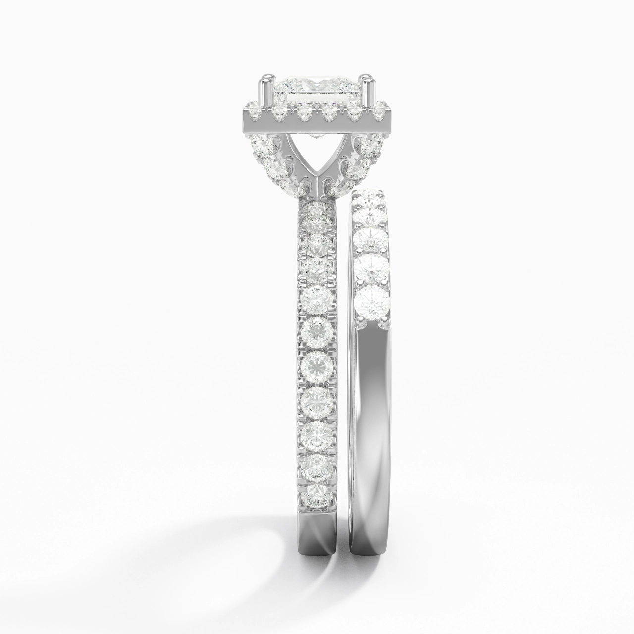 925 Sterling Silver Moissanite Wedding Ring Set