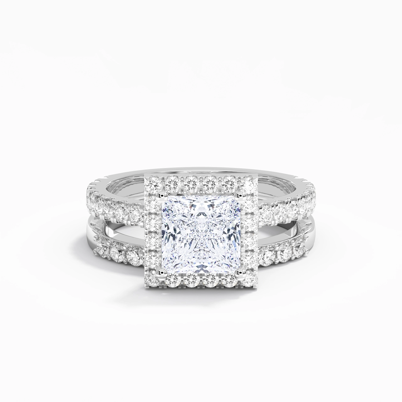 925 Sterling Silver Moissanite Wedding Ring Set