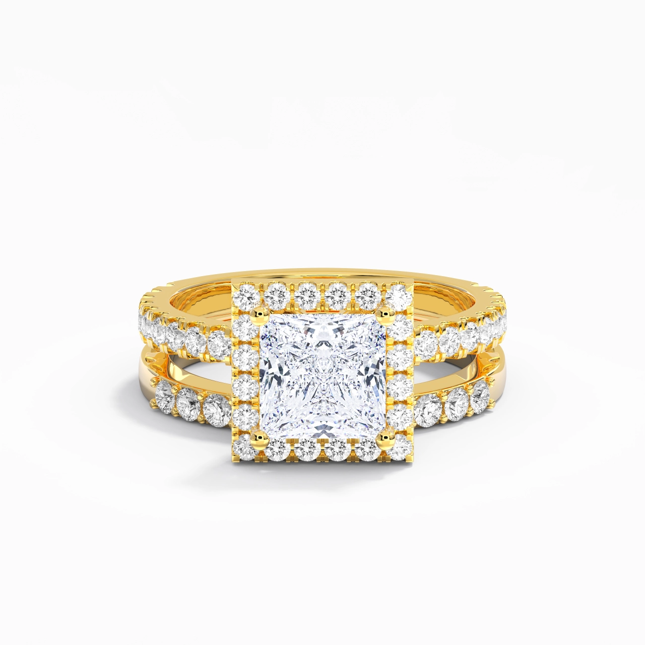 18K Gold Moissanite Wedding Ring Set
