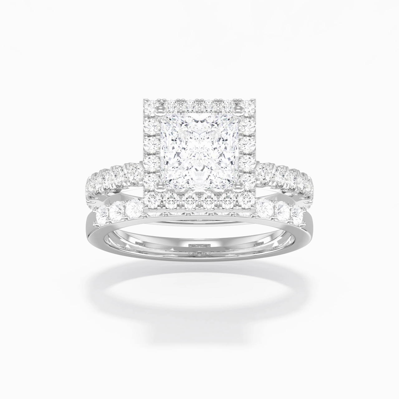 925 Sterling Silver Moissanite Wedding Ring Set