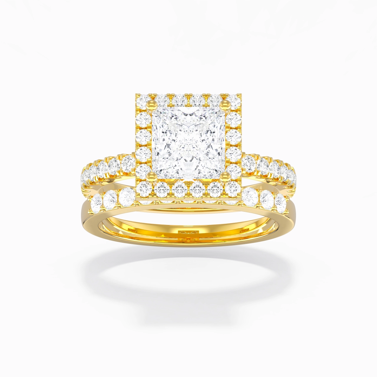 18K Gold Moissanite Wedding Ring Set