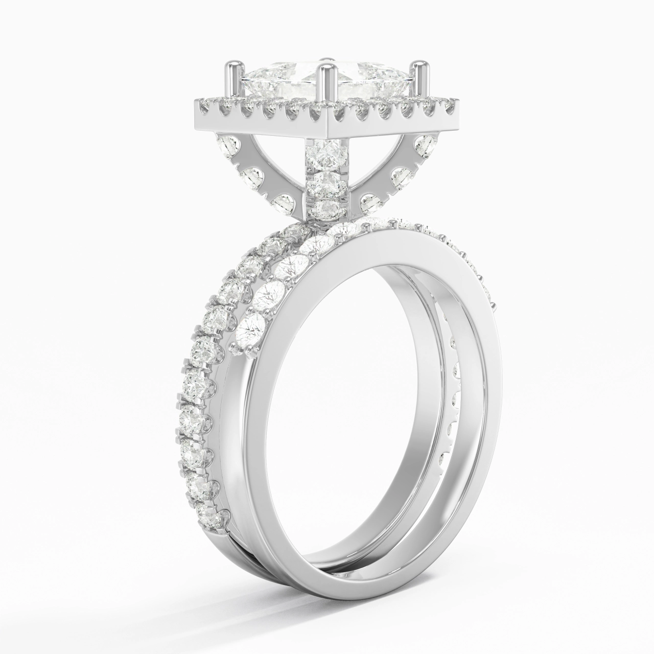 925 Sterling Silver Moissanite Wedding Ring Set