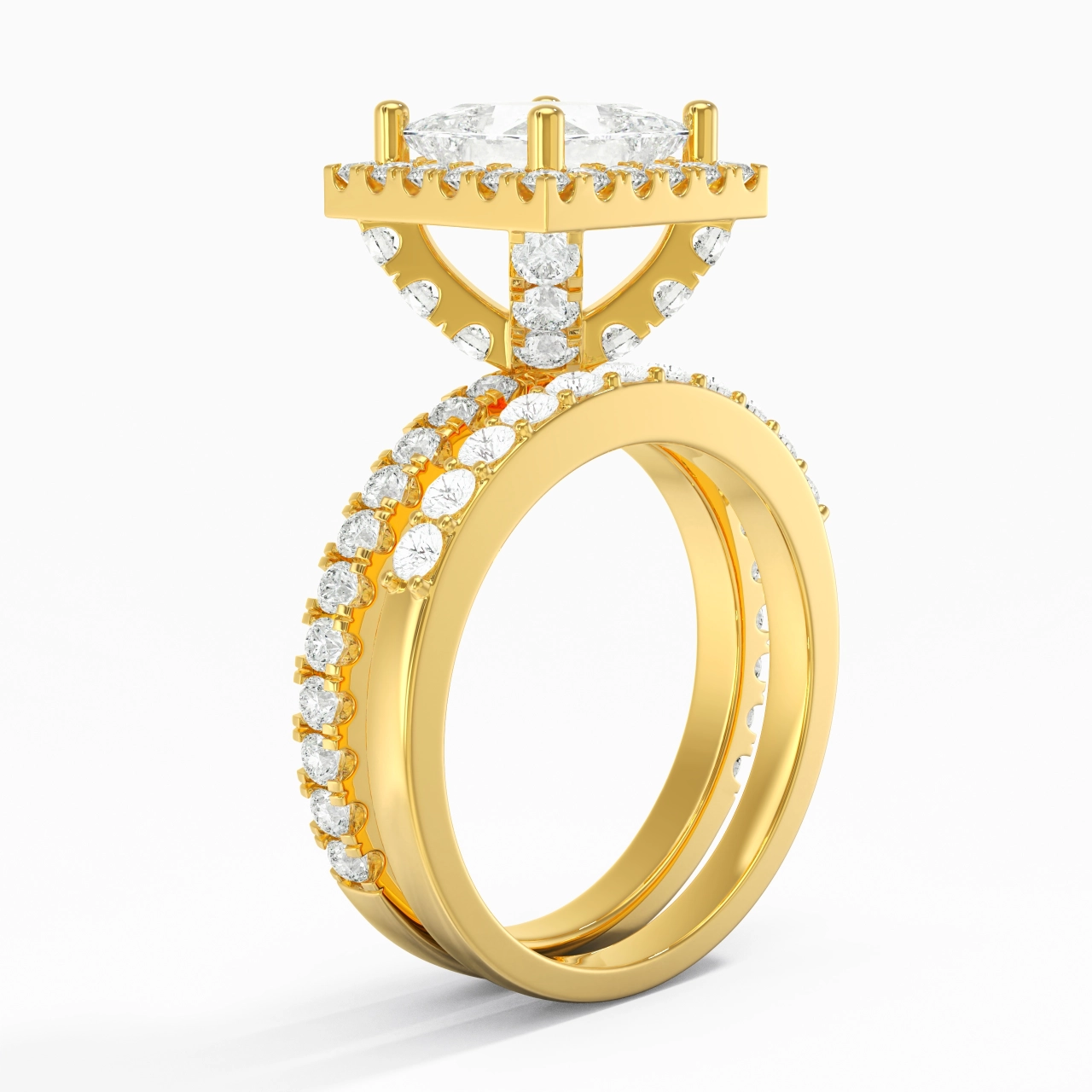 18K Gold Moissanite Wedding Ring Set