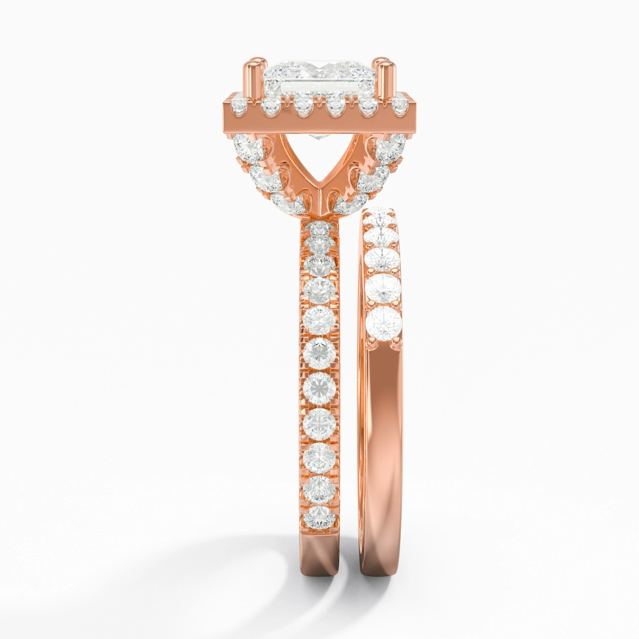 14K Rose Gold Moissanite Wedding Ring Set