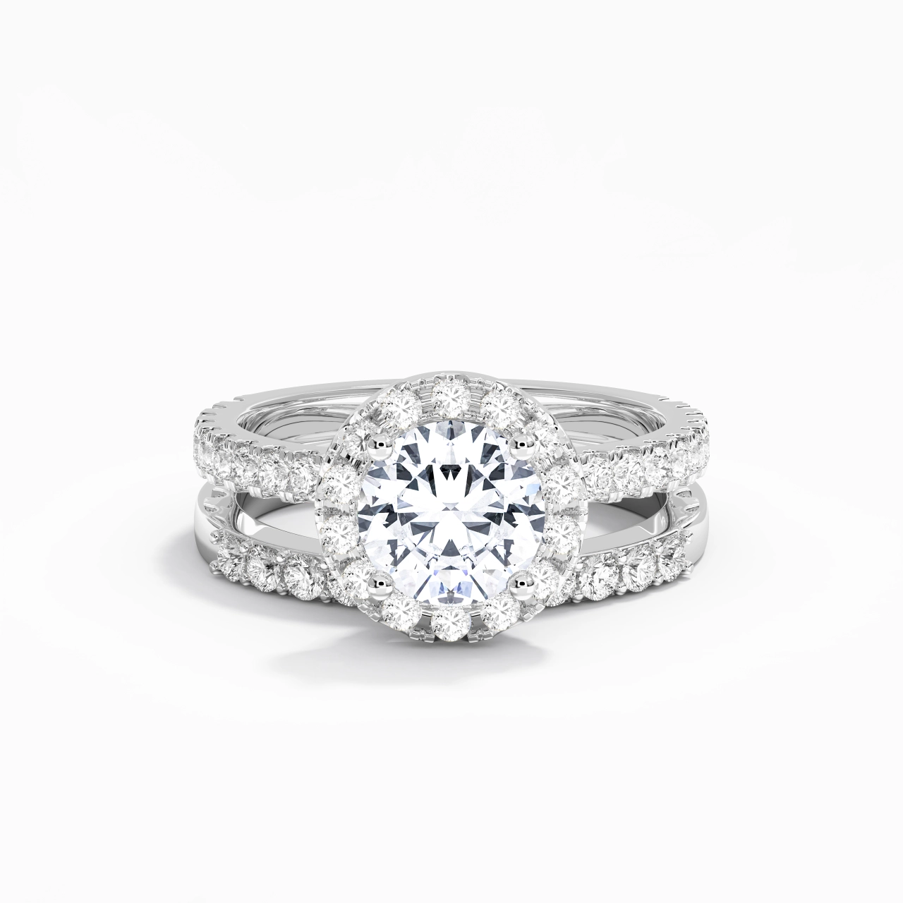 925 Sterling Silver Moissanite Wedding Ring Set