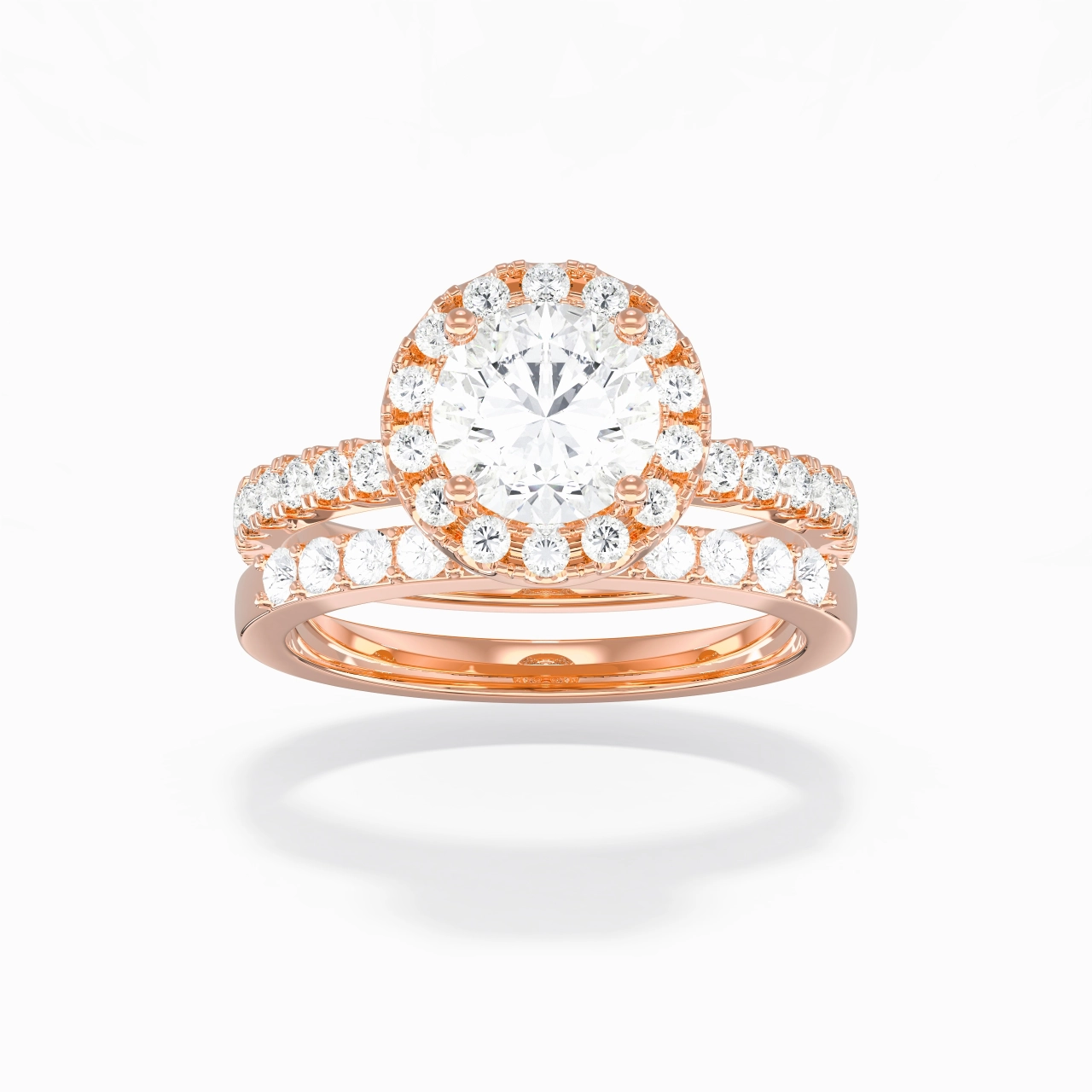 14K Rose Gold Moissanite Wedding Ring Set
