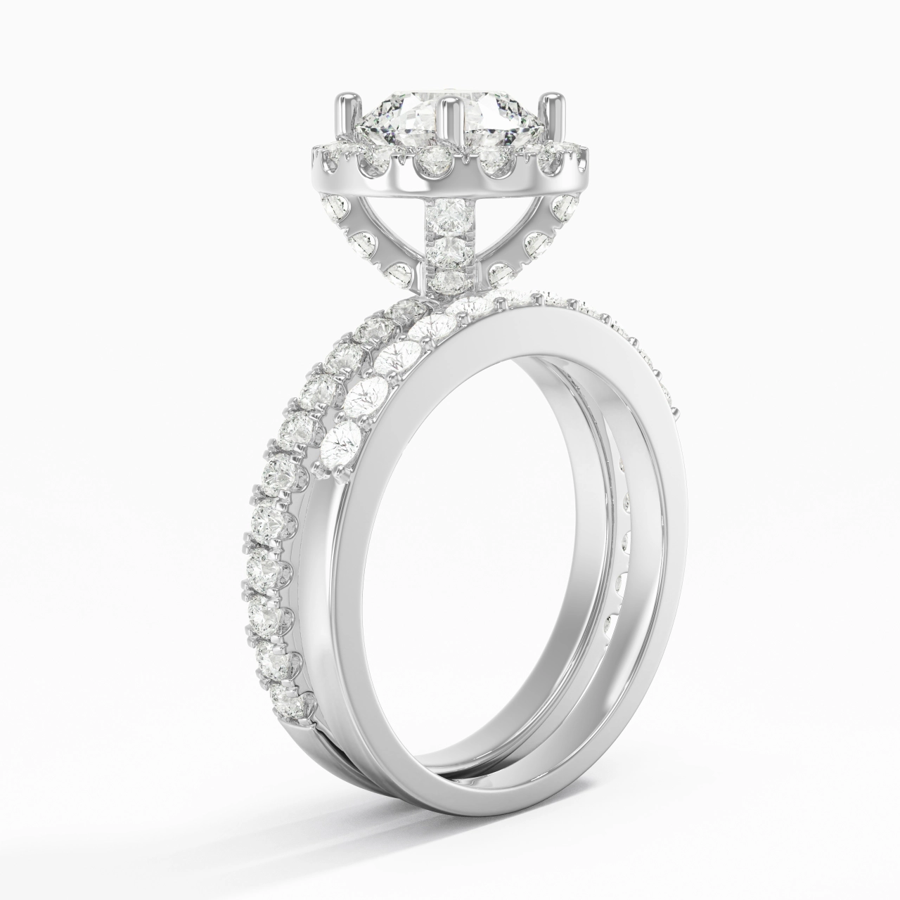 925 Sterling Silver Moissanite Wedding Ring Set