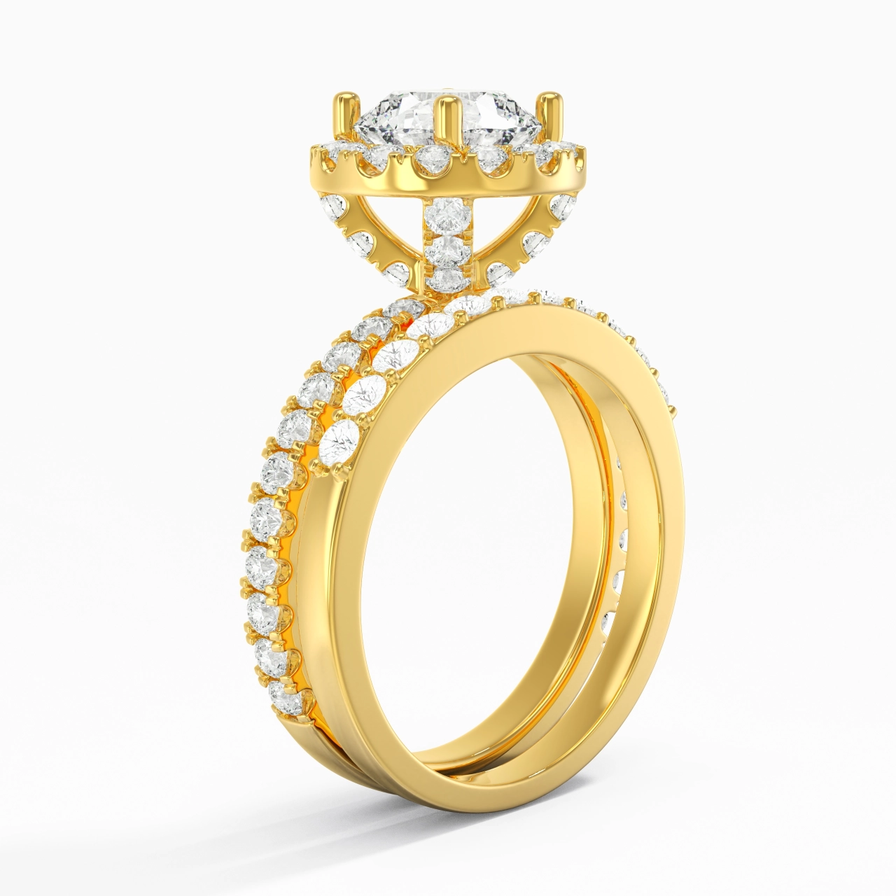 14K Gold Moissanite Wedding Ring Set
