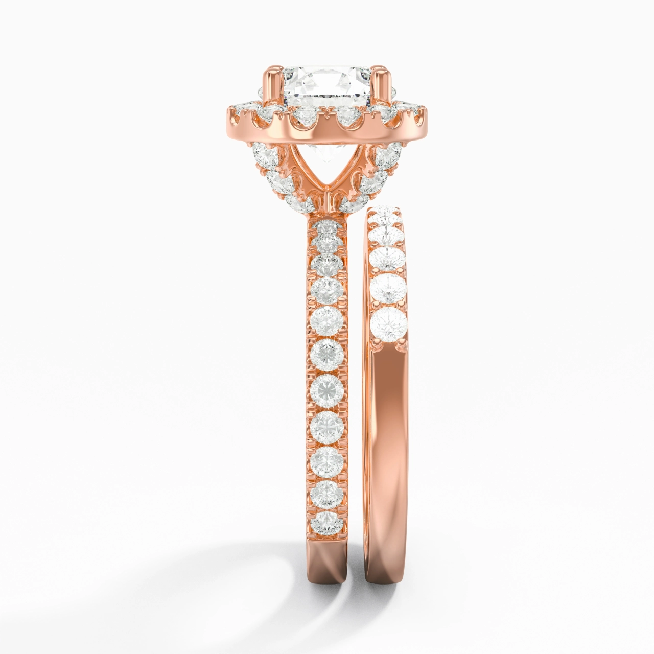 14K Rose Gold Moissanite Wedding Ring Set