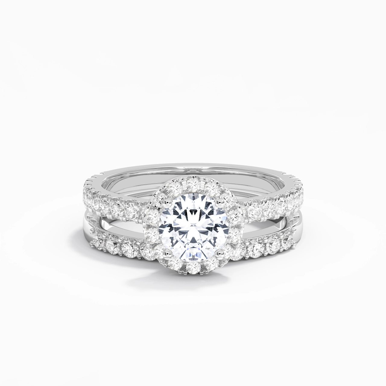 925 Sterling Silver Moissanite Wedding Ring Set