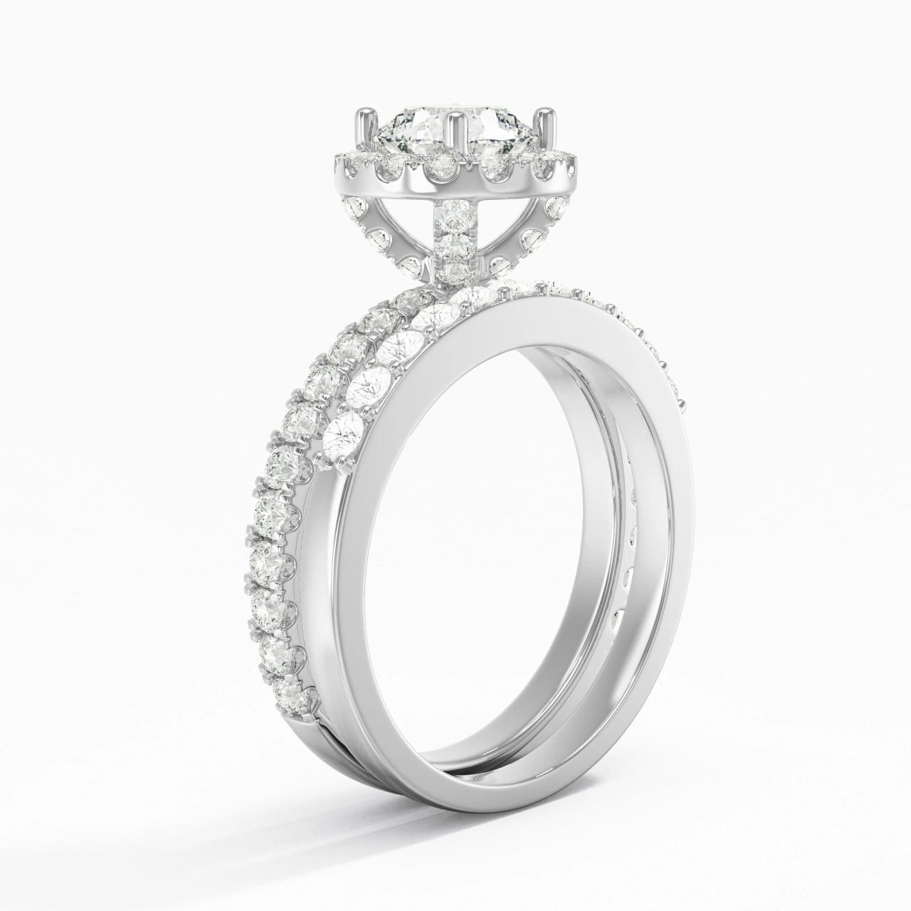 925 Sterling Silver Moissanite Wedding Ring Set