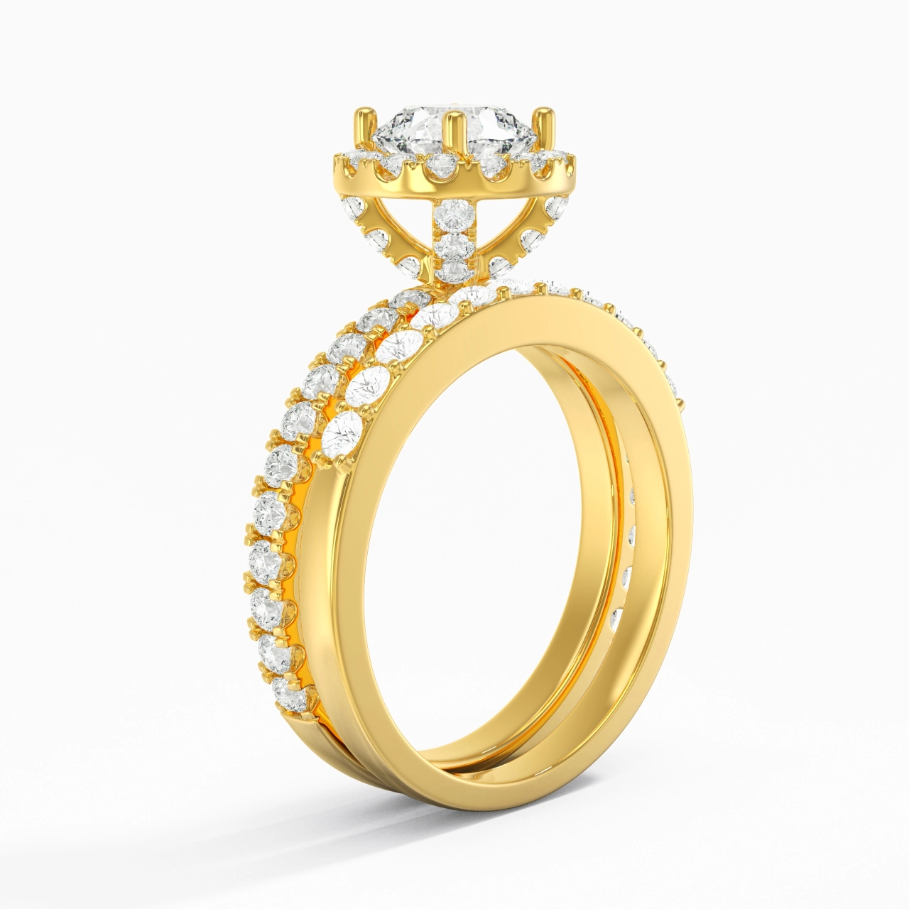14K Gold Moissanite Wedding Ring Set