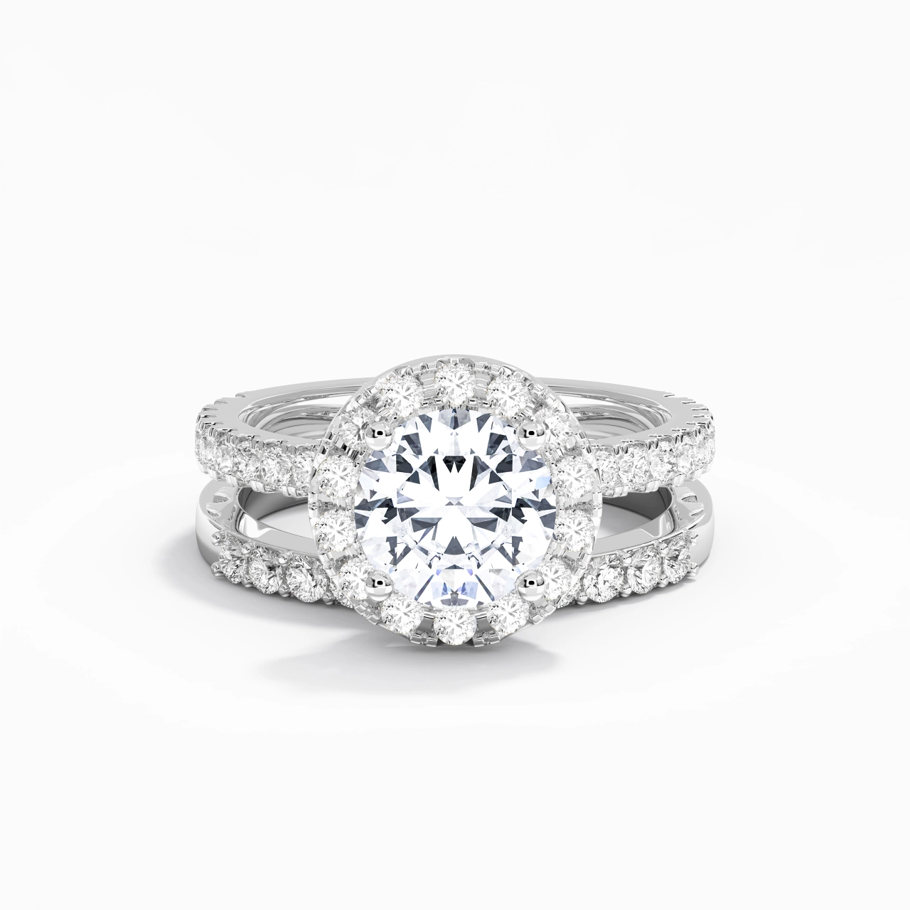 925 Sterling Silver Moissanite Wedding Ring Set