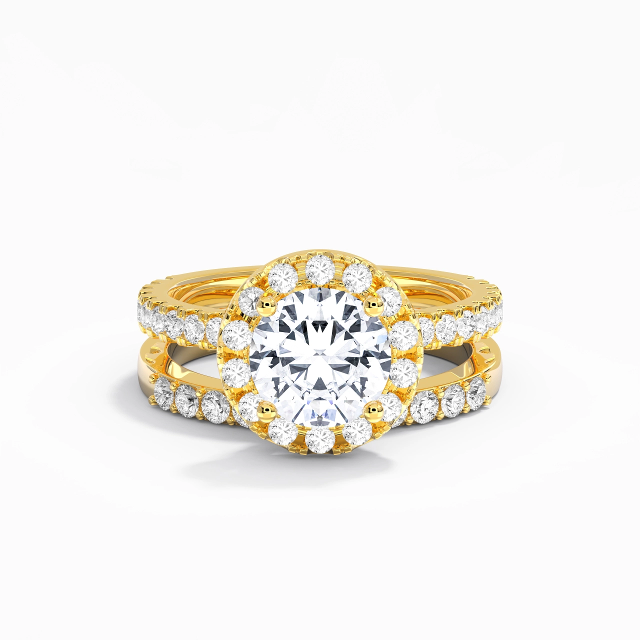 14K Gold Moissanite Wedding Ring Set