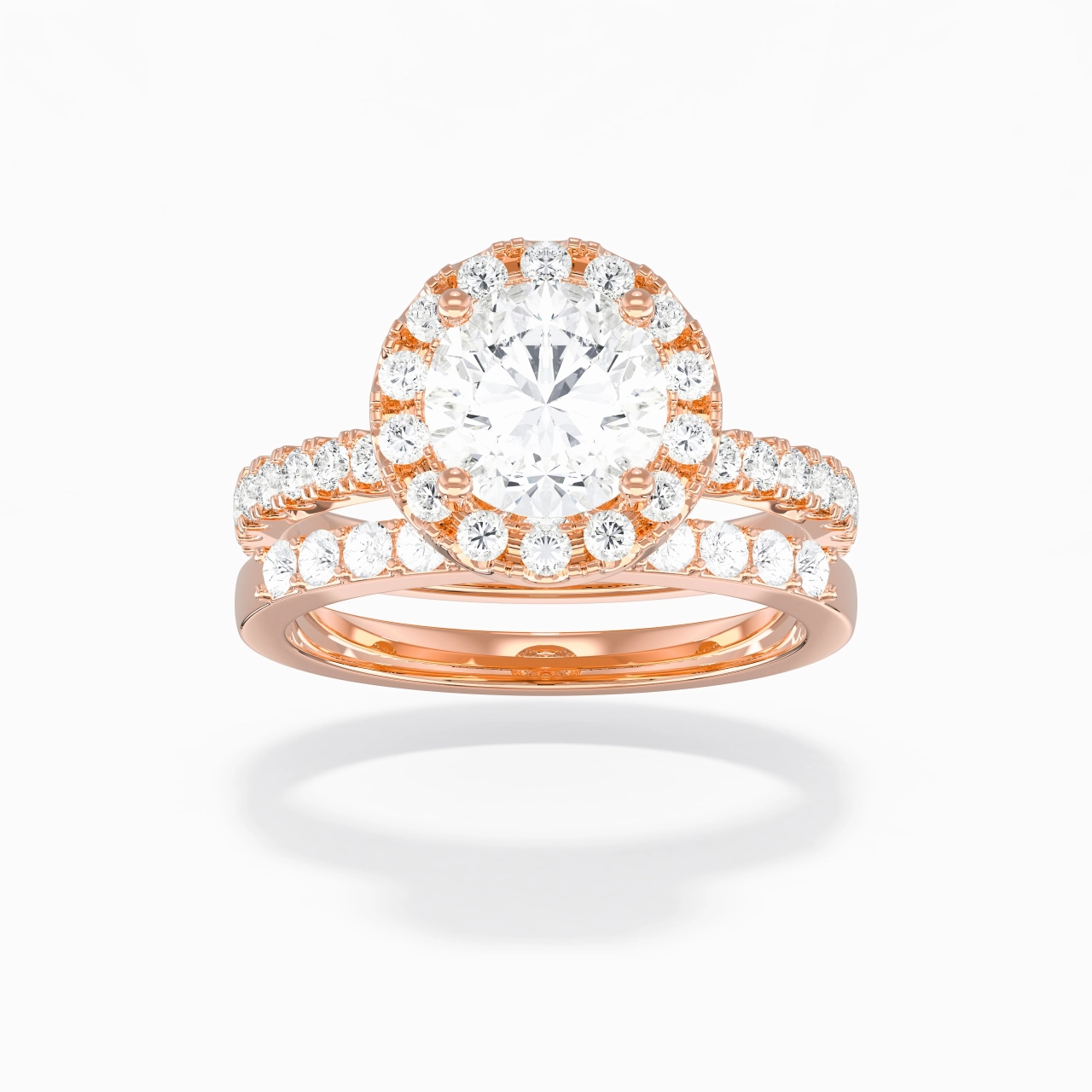 14K Rose Gold Moissanite Wedding Ring Set