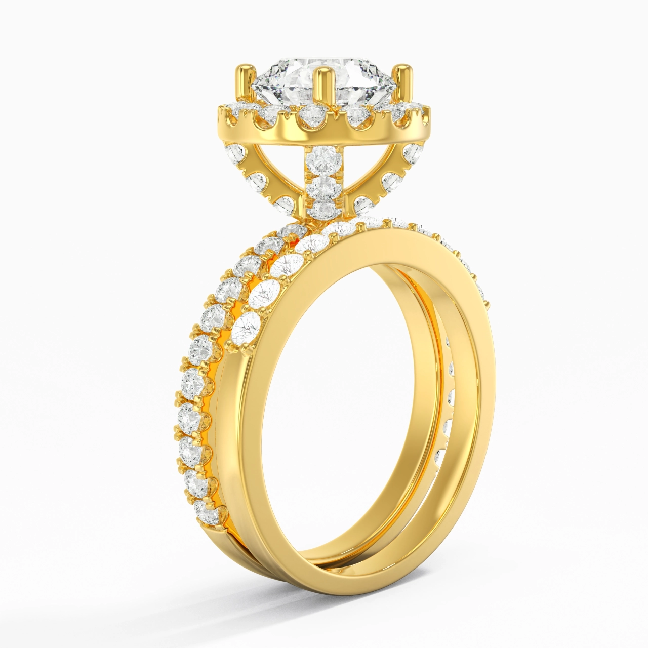 14K Gold Moissanite Wedding Ring Set
