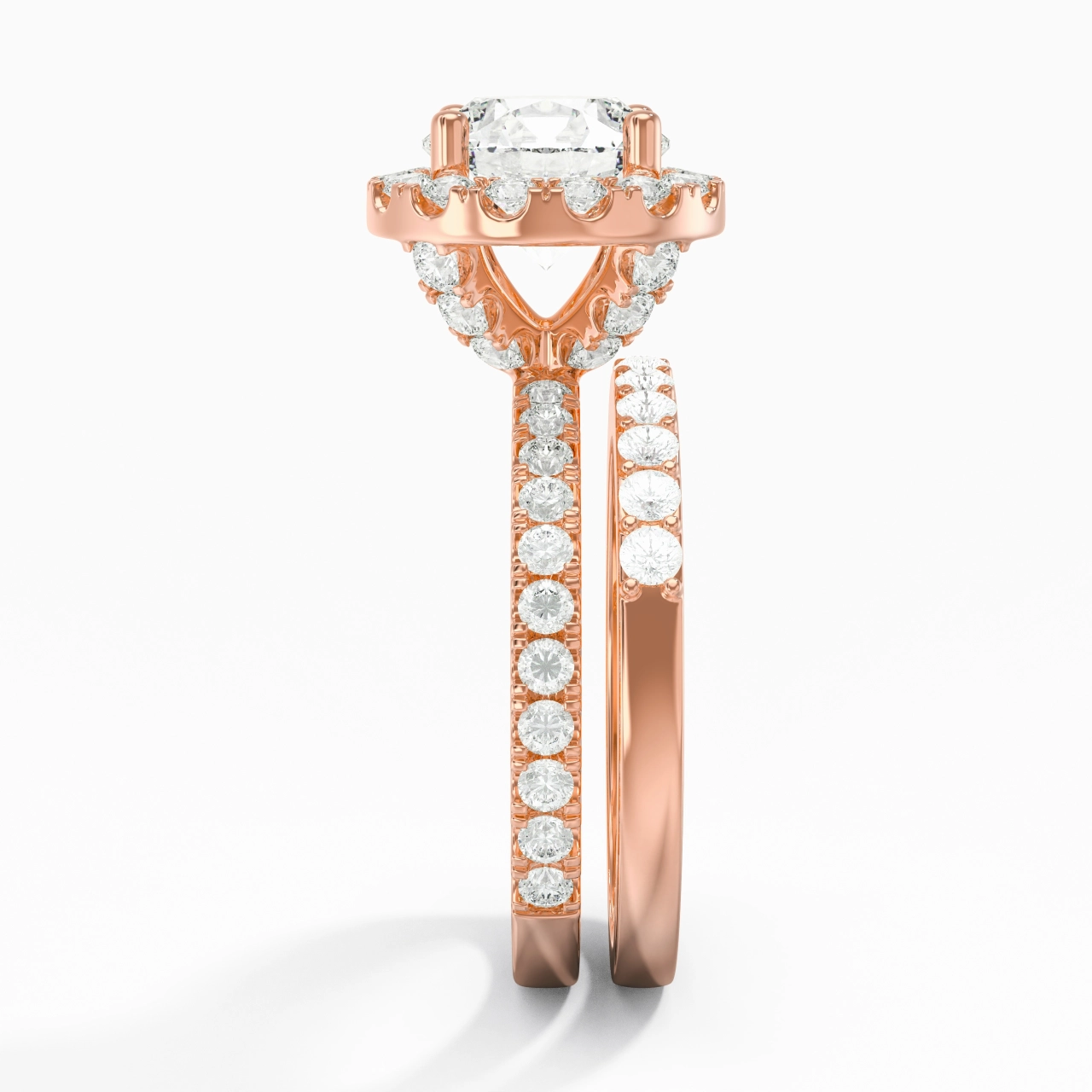 14K Rose Gold Moissanite Wedding Ring Set