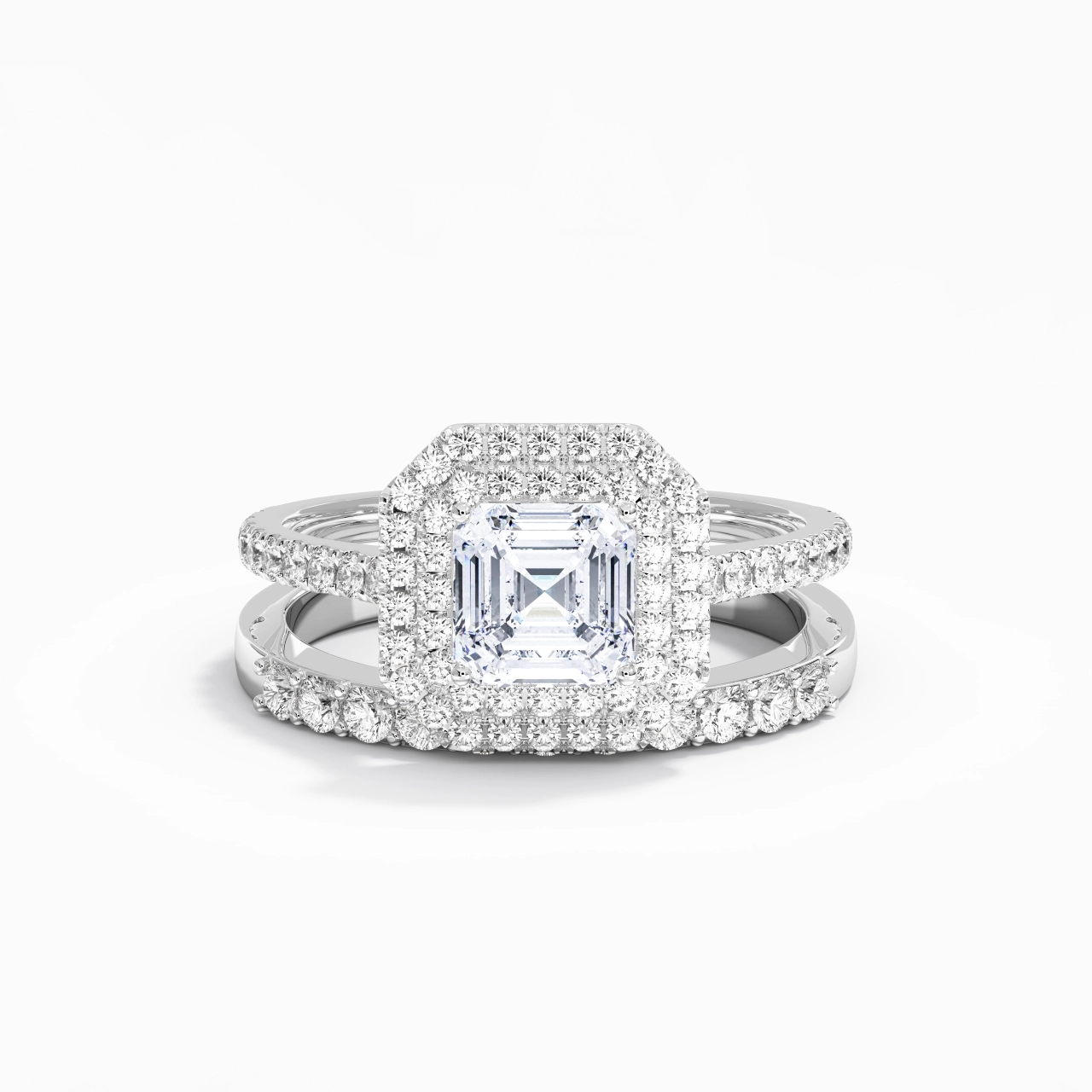 1.00ct Moissanite Wedding Ring Set 925 Sterling Silver