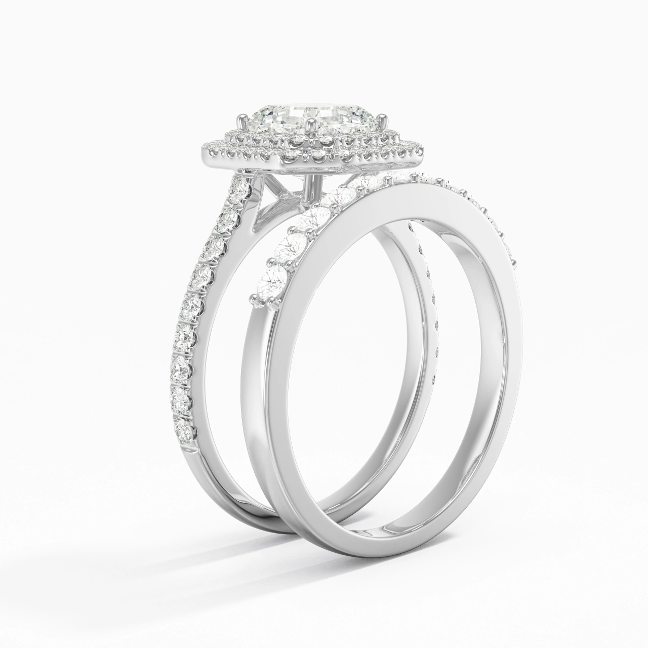1.00ct Moissanite Wedding Ring Set 925 Sterling Silver