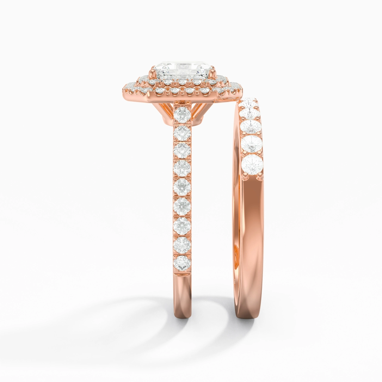 1.00ct Moissanite Wedding Ring Set 14K Rose Gold