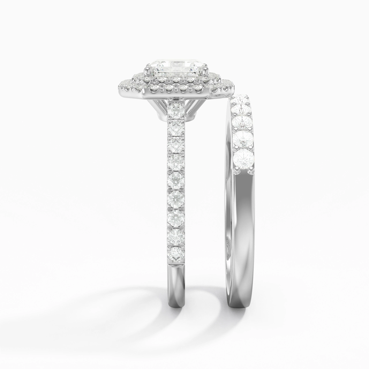1.00ct Moissanite Wedding Ring Set 925 Sterling Silver
