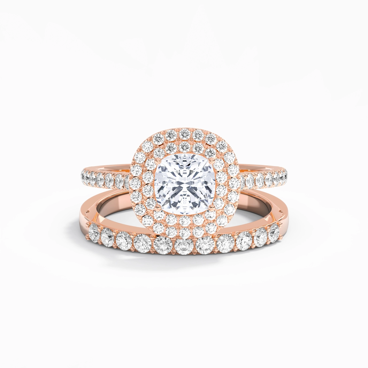 1.00ct Moissanite Wedding Ring Set 14K Rose Gold