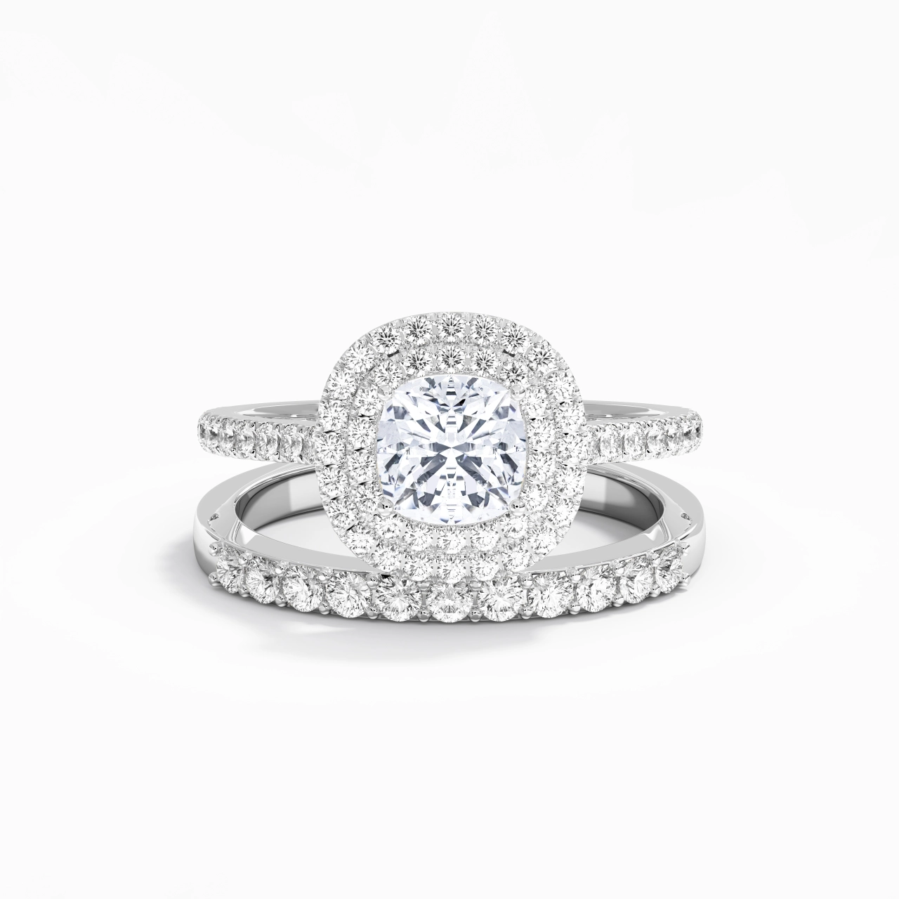 1.00ct Moissanite Wedding Ring Set 925 Sterling Silver