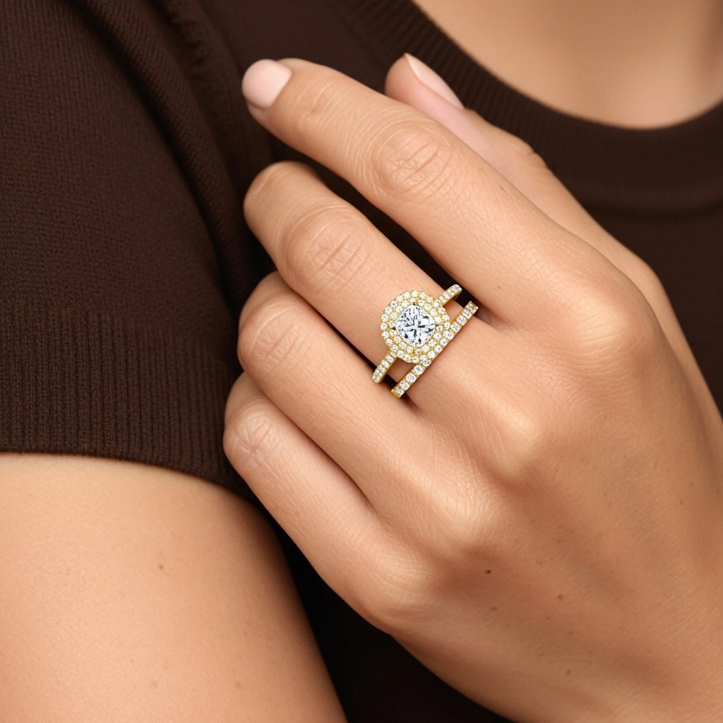 1.00ct Moissanite Wedding Ring Set 925 Sterling Silver