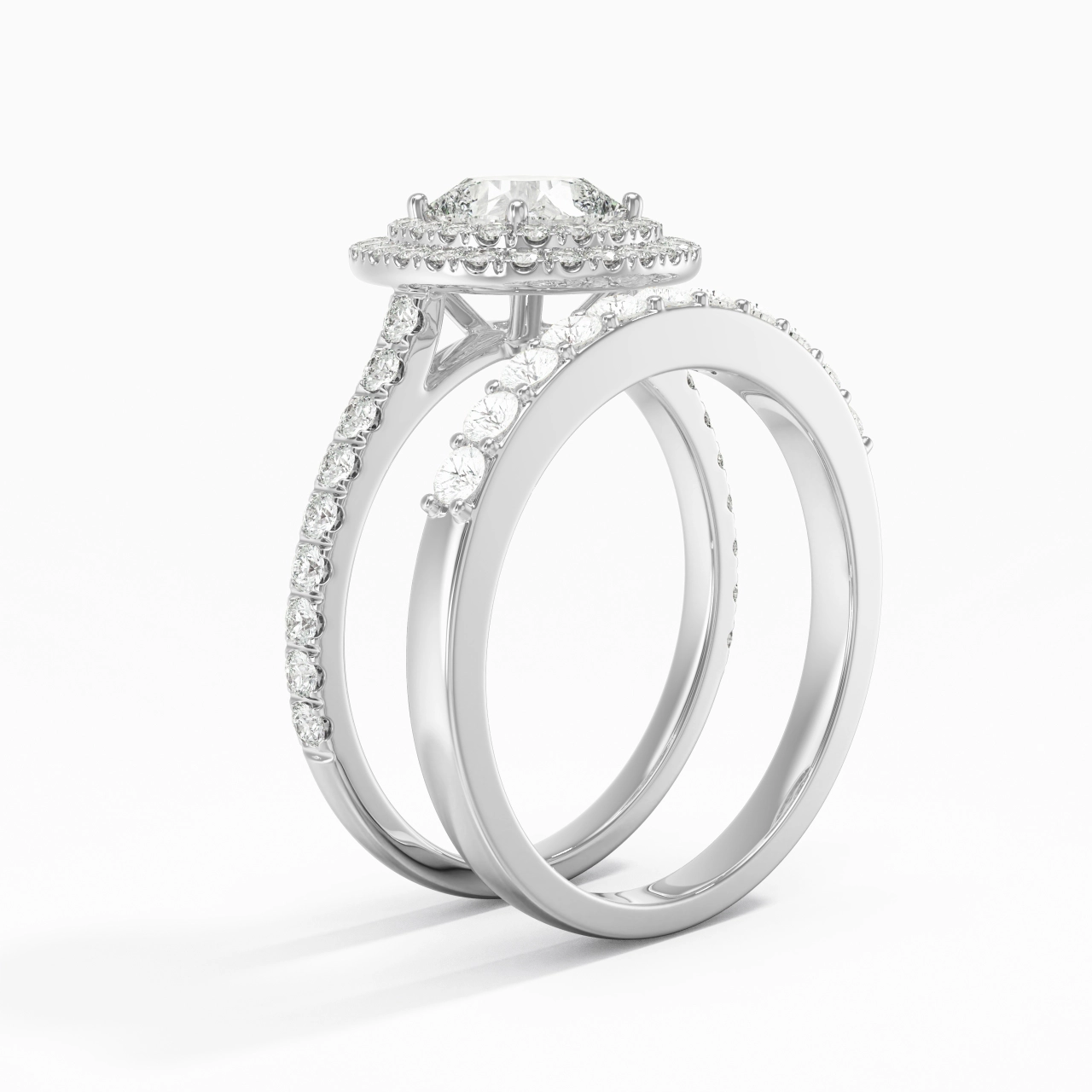 1.00ct Moissanite Wedding Ring Set 925 Sterling Silver