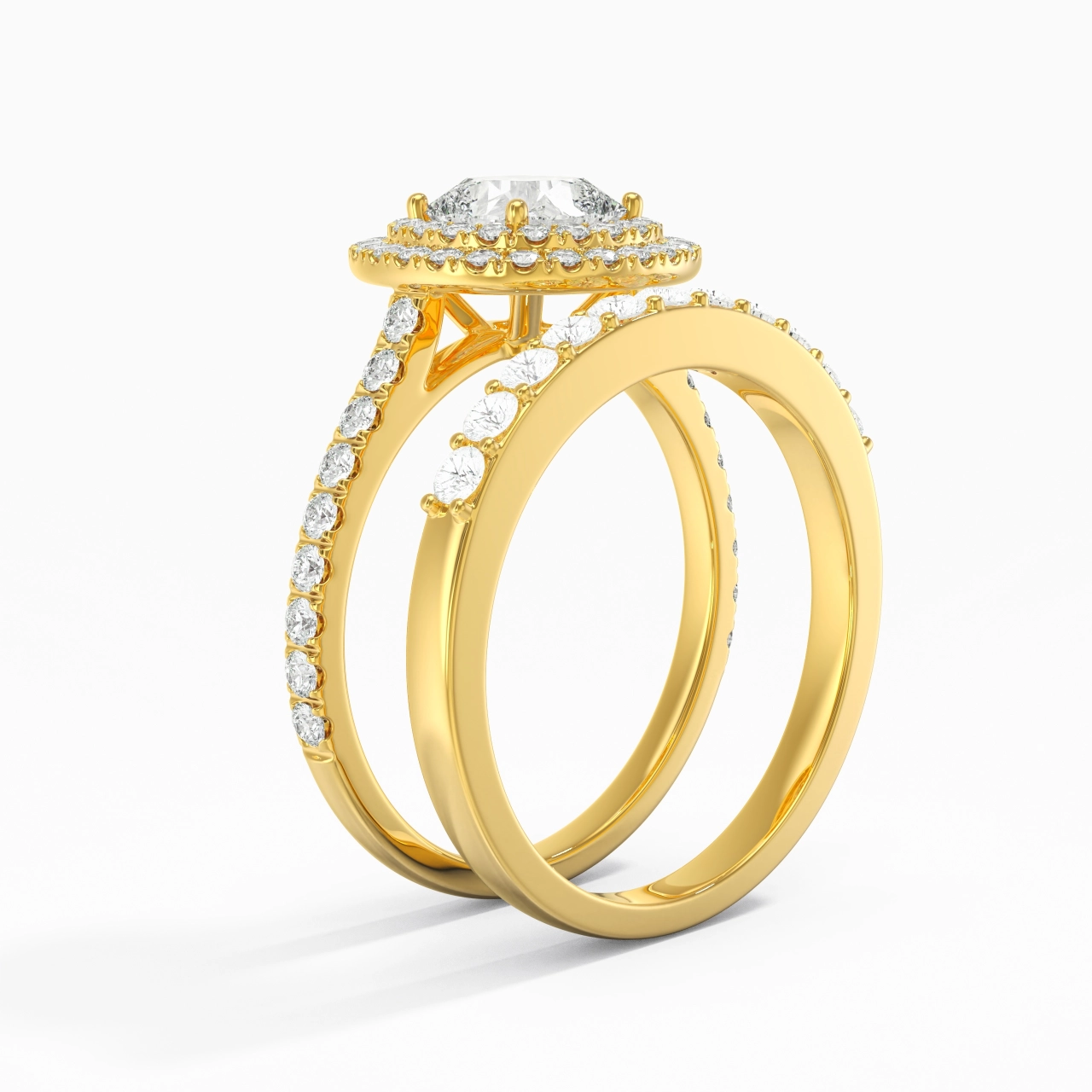 1.00ct Moissanite Wedding Ring Set 14K Gold