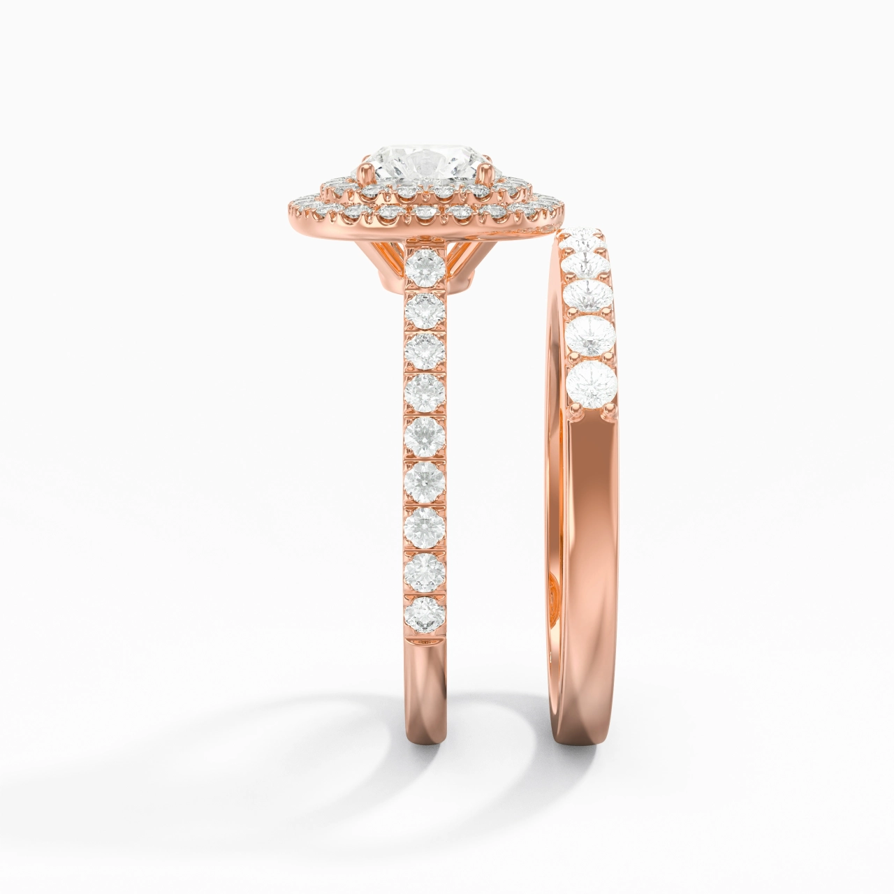 1.00ct Moissanite Wedding Ring Set 14K Rose Gold